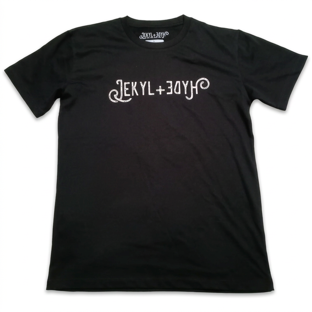 Black T-shirt front with white background