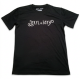 Black T-shirt front with white background